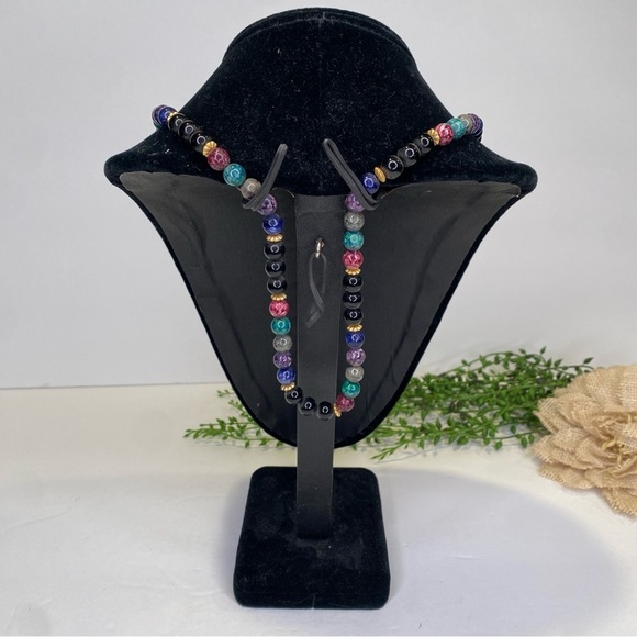 Vintage Natural Polished Multi Stone Beaded Solid Necklace 15.5" Long - Picture 3 of 8